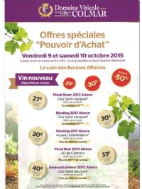Offres spéciales Pouvoir d'Achat(jusqu'à -50%). Du 9 au 10 octobre 2015 à COLMAR. Haut-Rhin.  09H00